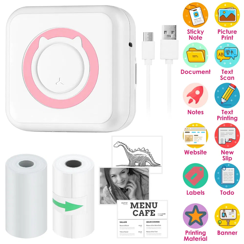 Pocket Wireless Thermal Printer | Portable Inkless Mini Sticker Maker