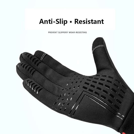 Black glove with anti-slip texture on a white background