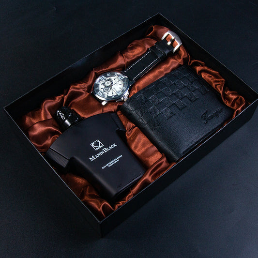 Birthday Gift Quartz Watch Leather Belt Wallet Perfume Kit - Ectron Online