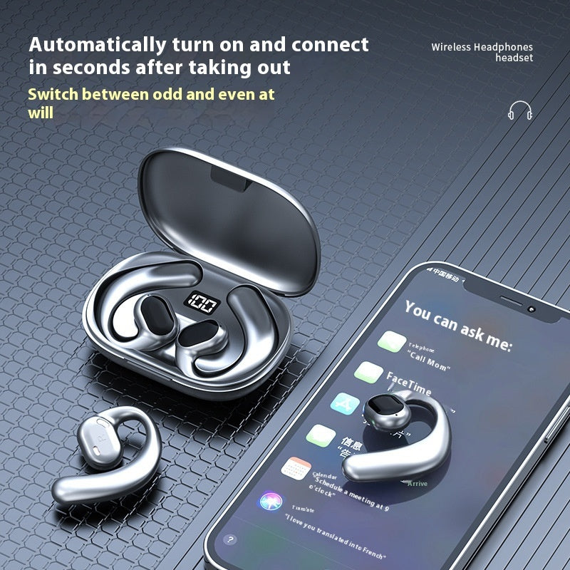Wireless headphones with charging case and smartphone on a dark textured background