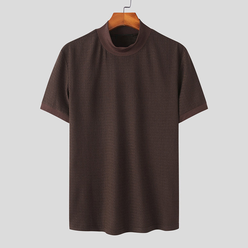 Men's Fashionable Simple Turtleneck Solid Color Knitted Bottoming Shirt