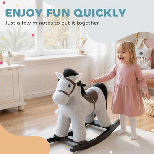 Classic Kids Rocking Horse - Safe & Sturdy Plush Ride-On Toy Kids Rocking Horse | Ectron Online