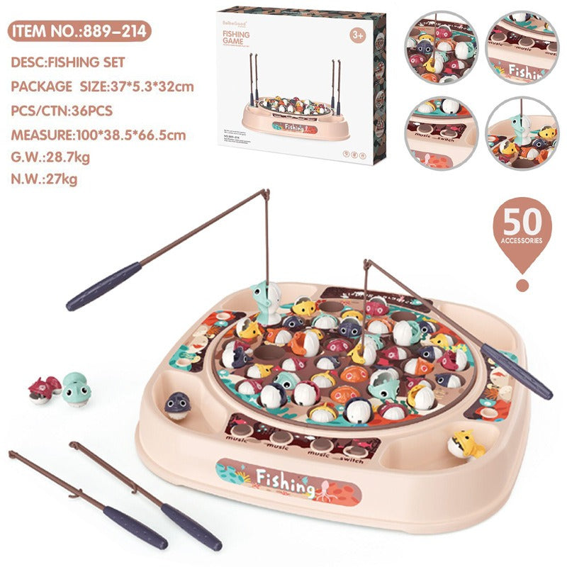 Play house simulation baby fishing toy children electric rotating music light function parent-child interaction - Ectron Online