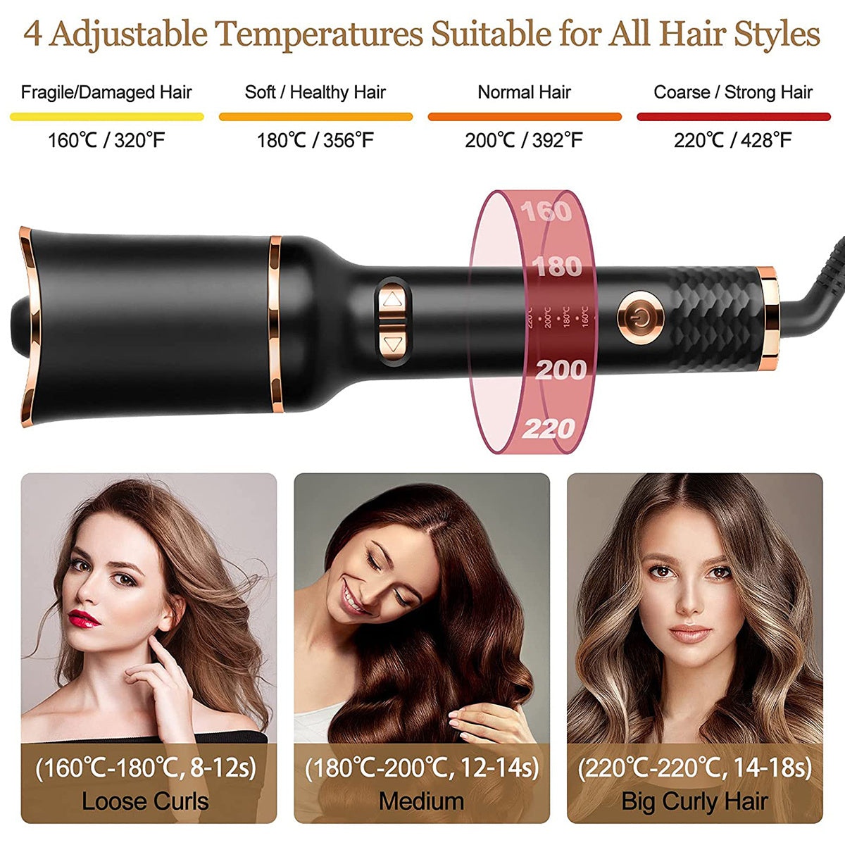 Automatic Curling Iron Air Curling Flat Iron Magic Wand Wave Styling Automatic Rotating Curling Wand Salon Styling - Ectron Online