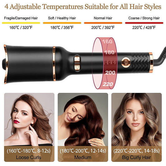 Automatic Curling Iron Air Curling Flat Iron Magic Wand Wave Styling Automatic Rotating Curling Wand Salon Styling - Ectron Online