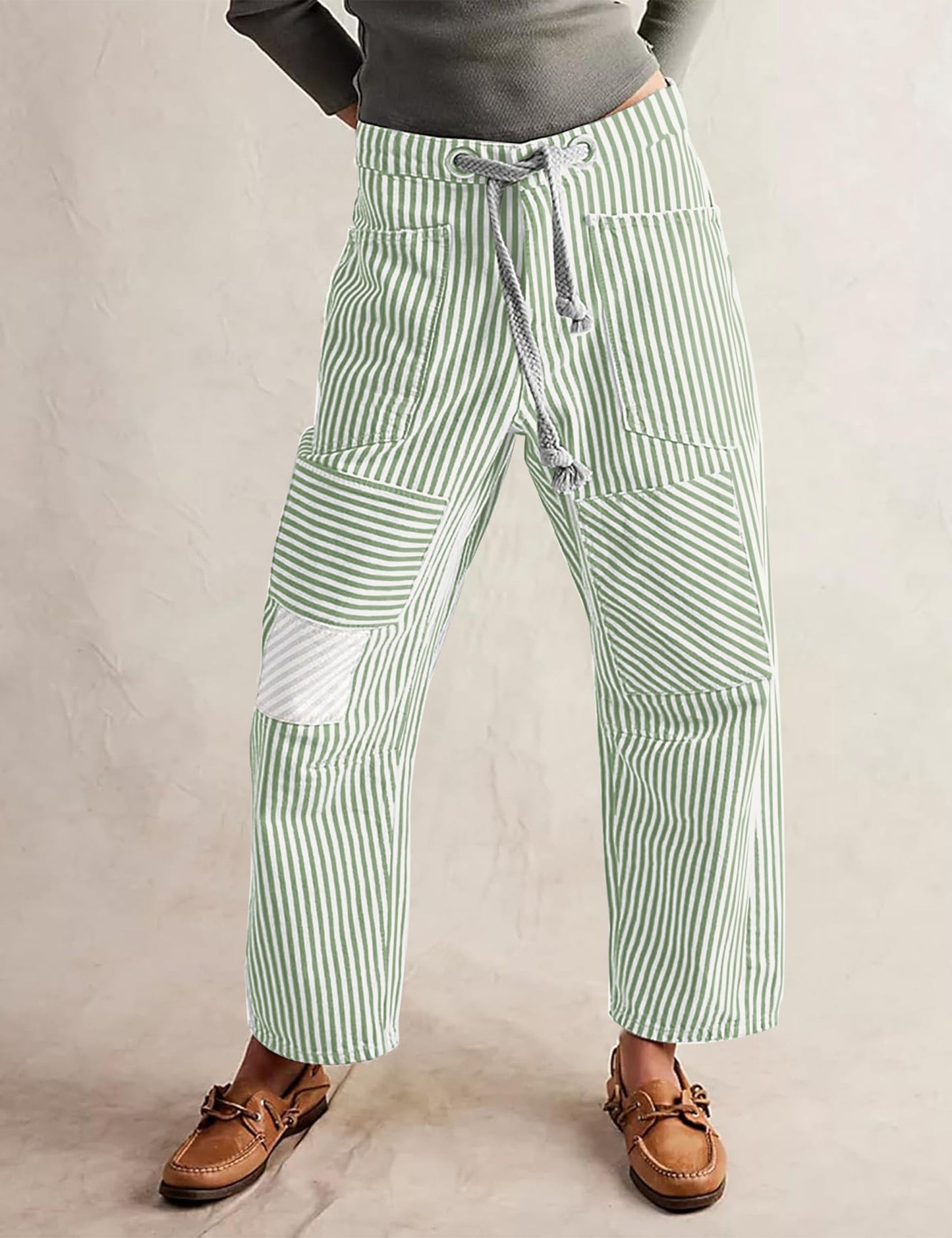 Women's Striped Wide-Leg Commuter Trousers