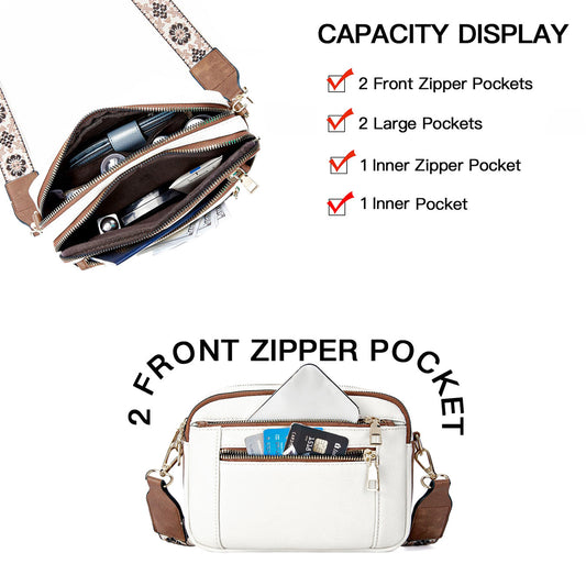 Floral Strap Crossbody Bag | Triple-Zipper Shoulder Bag Triple-zipper Shoulder Bag With Floral E | Ectron Online