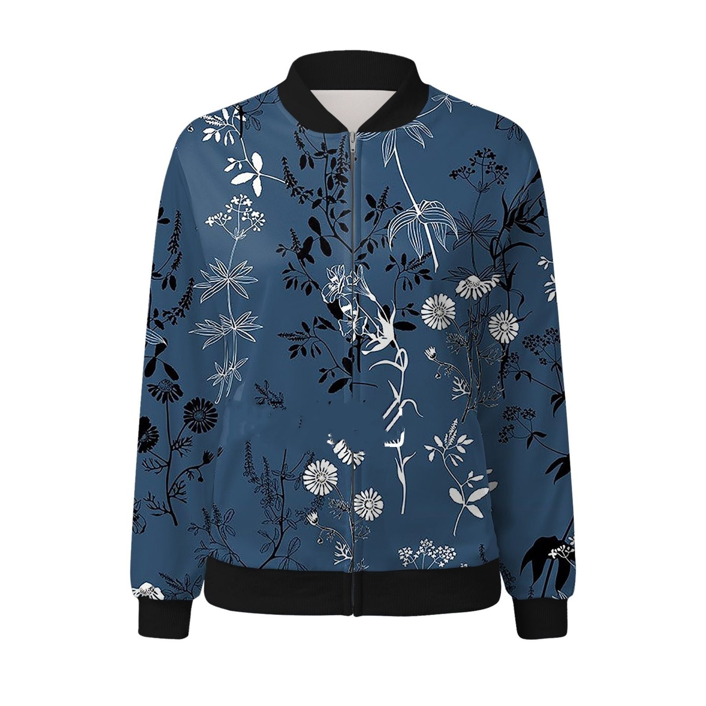Autumn And Winter New Women's Long Sleeve Zipper Printed Jacket Coat