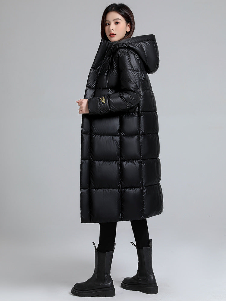 Women's Long Self-Heating Graphene Hooded Padded Jacket