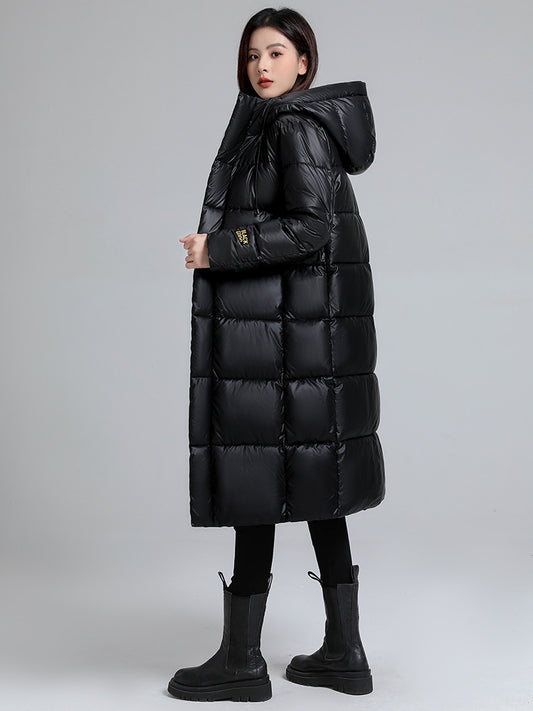Women's Long Self-Heating Graphene Hooded Padded Jacket