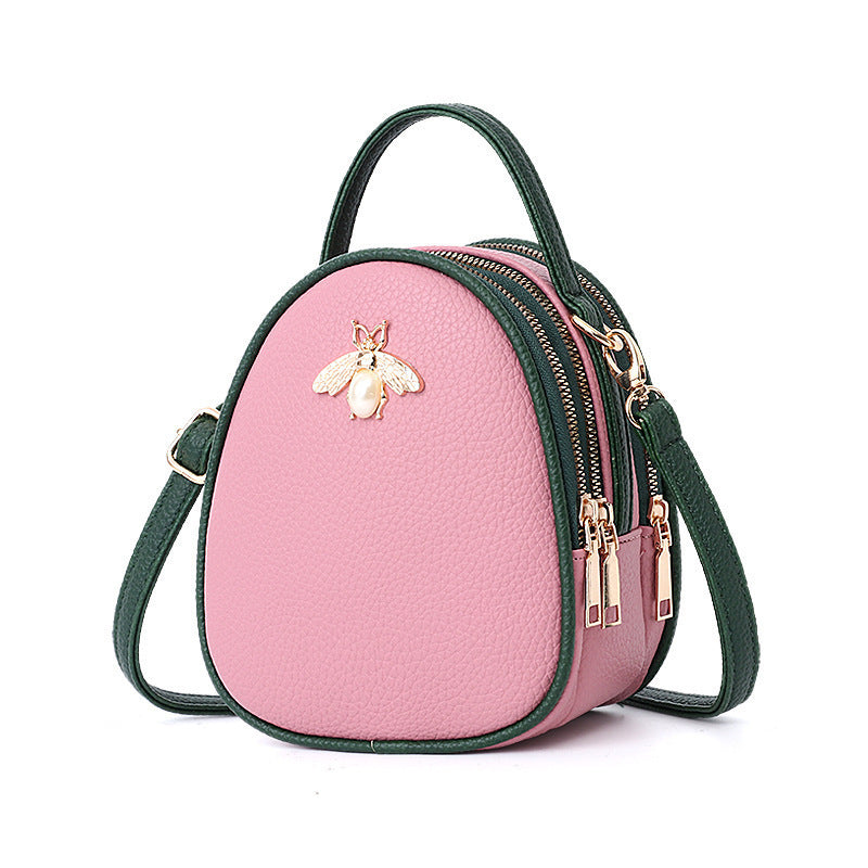 Shoulder Bag Women's New Bee Mini Three-layer Zipper Backpack