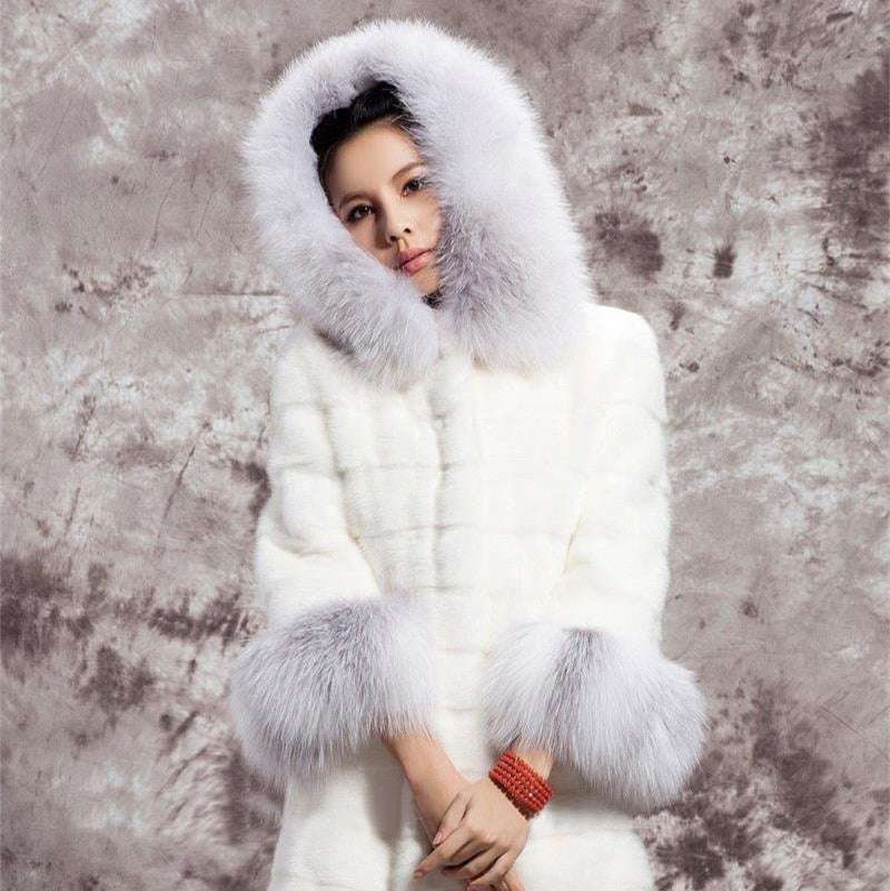 Rabbit Fur All-matching Warm Long-sleeved Coat Women's Clothing