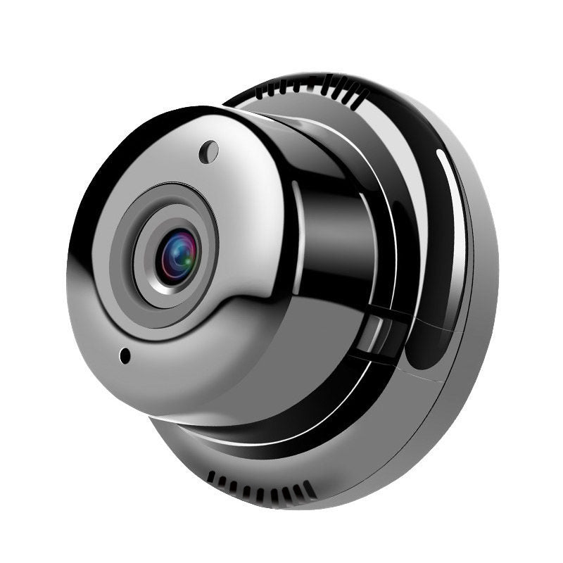 Small camera with a metallic finish on a white background