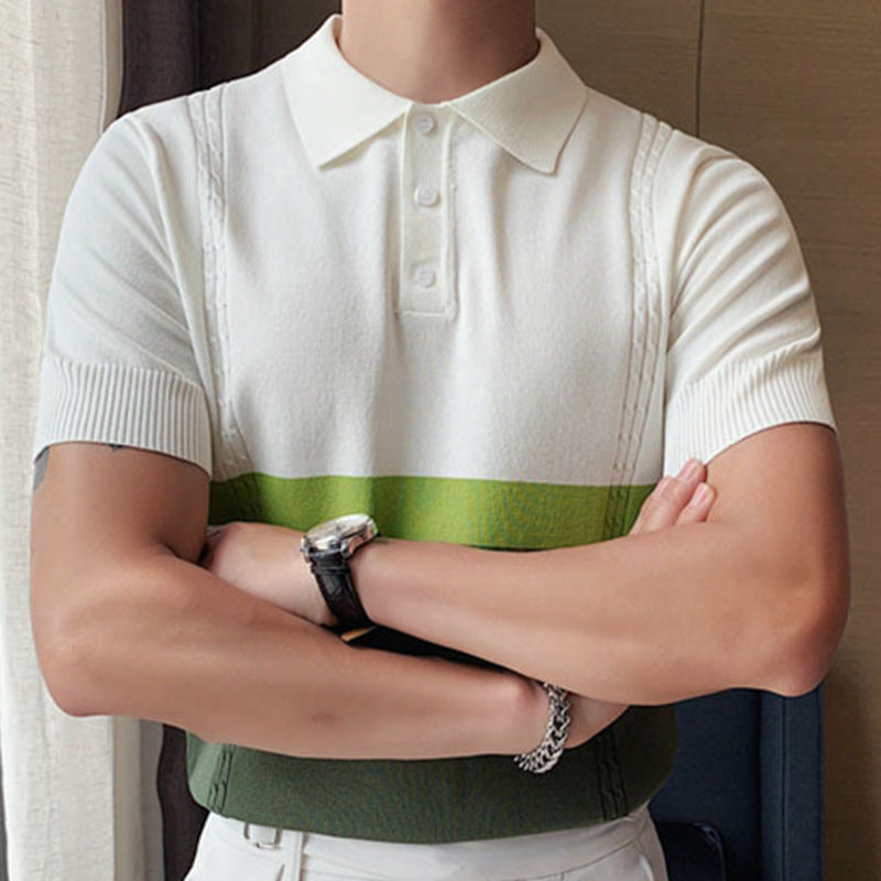 Men’s Contrast Colour Polo – Stitching Detail Business Casual Men's Stitching Contrast Color Business | Ectron Online
