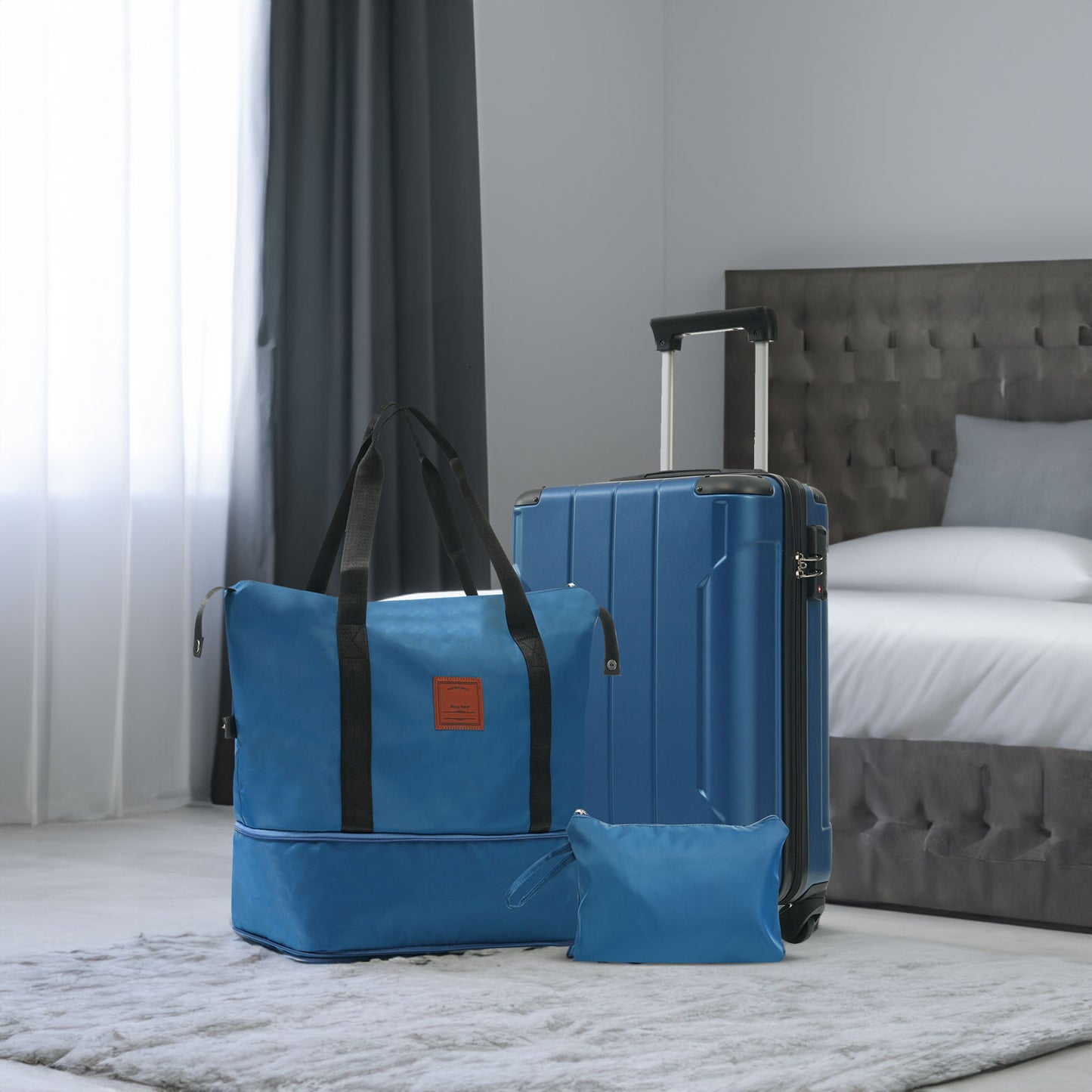 Hardshell Luggage Sets 3 Piece Carry-on Suitcases with Wheels, TSA Lock for Men Women, Blue (20in) - Ectron Online