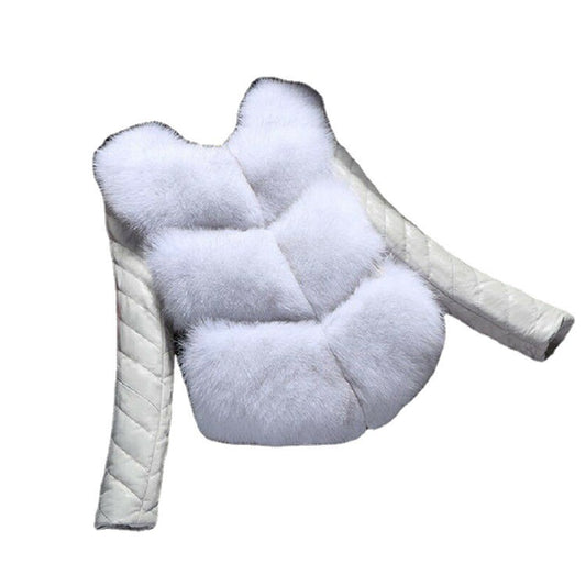 Korean Casual PU Leather Removable Sleeve Warm Coat