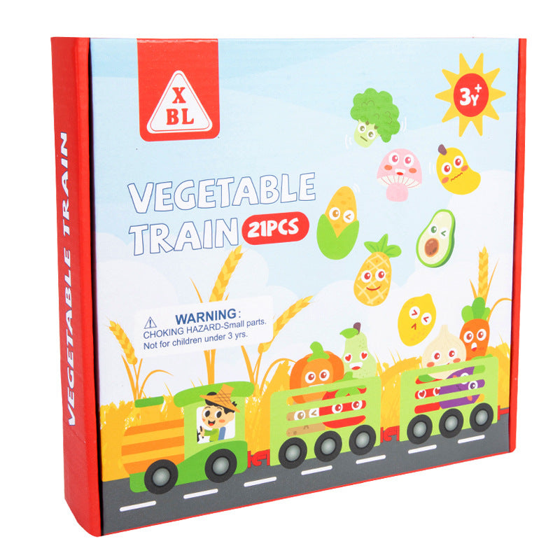Children's Numbers Fruit And Vegetable Train Toy 1-3 Years Old Boys And Girls Early Education Puzzle Wooden Assembled Haul Train - Ectron Online