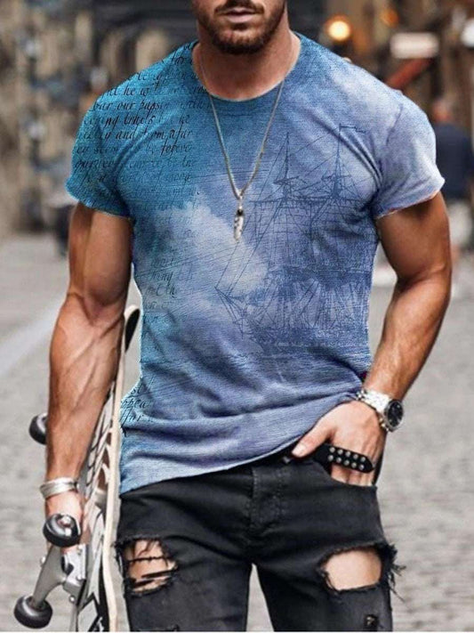 Digital Printed Short-sleeved Round Neck T-shirt