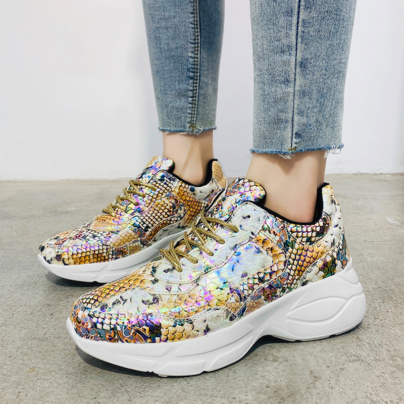 Women's snakeskin platform sneakers
