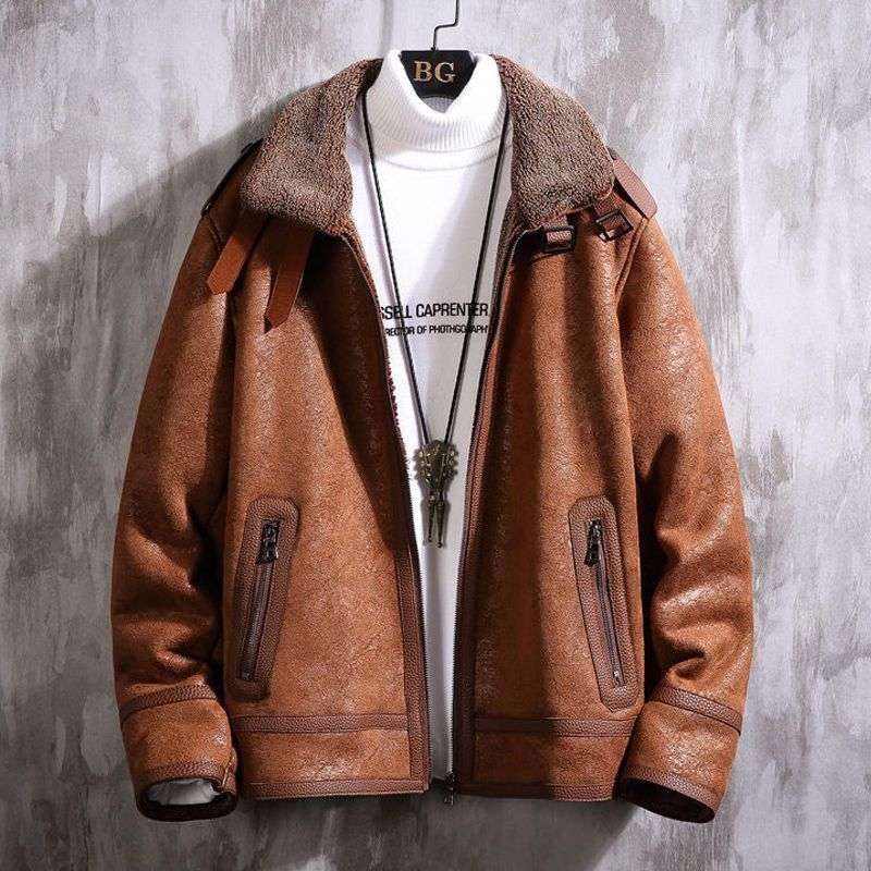 Brown leather jacke