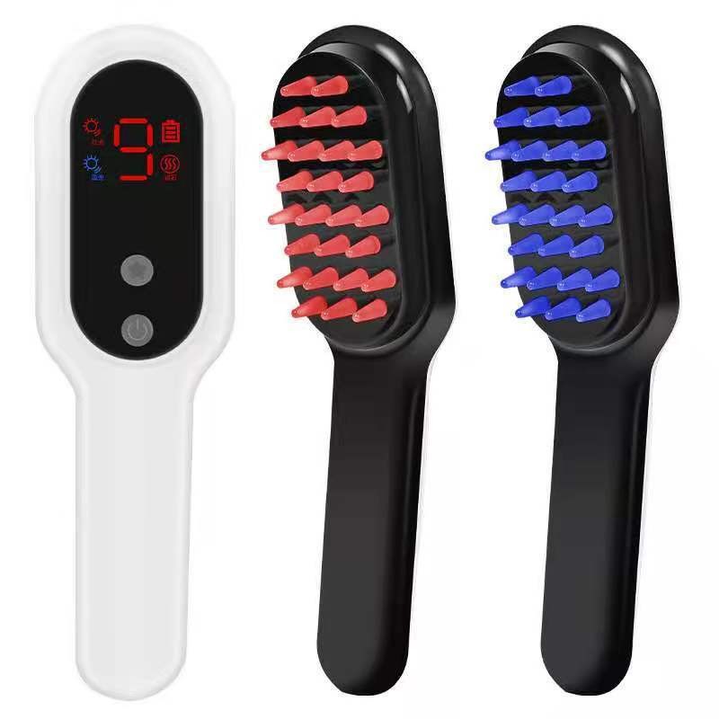 Electric Head Massager Magnetic Therapy Hair Growth Comb Blue Red Light Scalp Massage Brush Relieve Fatigue Pressure LED Display - Ectron Online