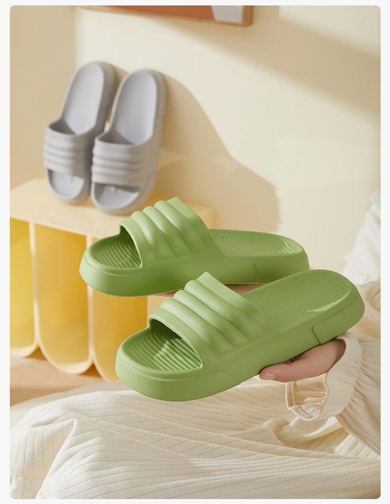 Pure Color Striped Minimalist Comfortable Couple Home Slippers Flip Flops