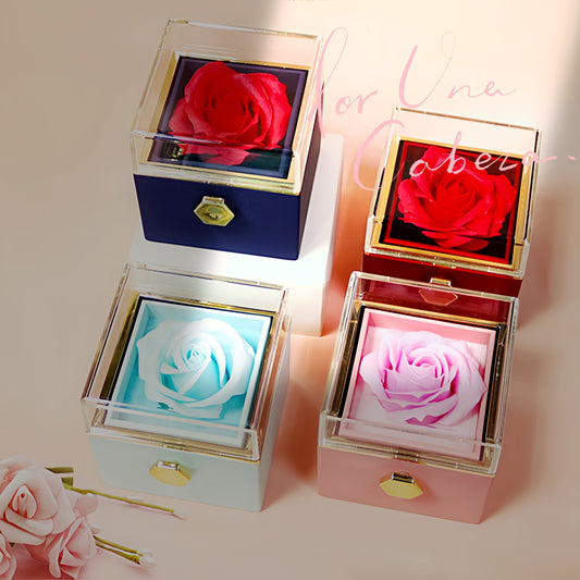 Creative Rotating Rose Jewelry Gift Box