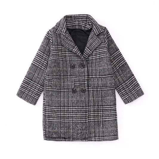 Girls' Gray Plaid Houndstooth Coat Gray plaid houndstooth coat for girls | Ectron Online