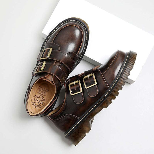 British Retro Double Buckle Pumps - College Style Shoes British Big Head Female College Style Re | Ectron Online
