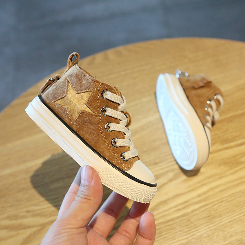 Baby high-top leopard print canvas shoes