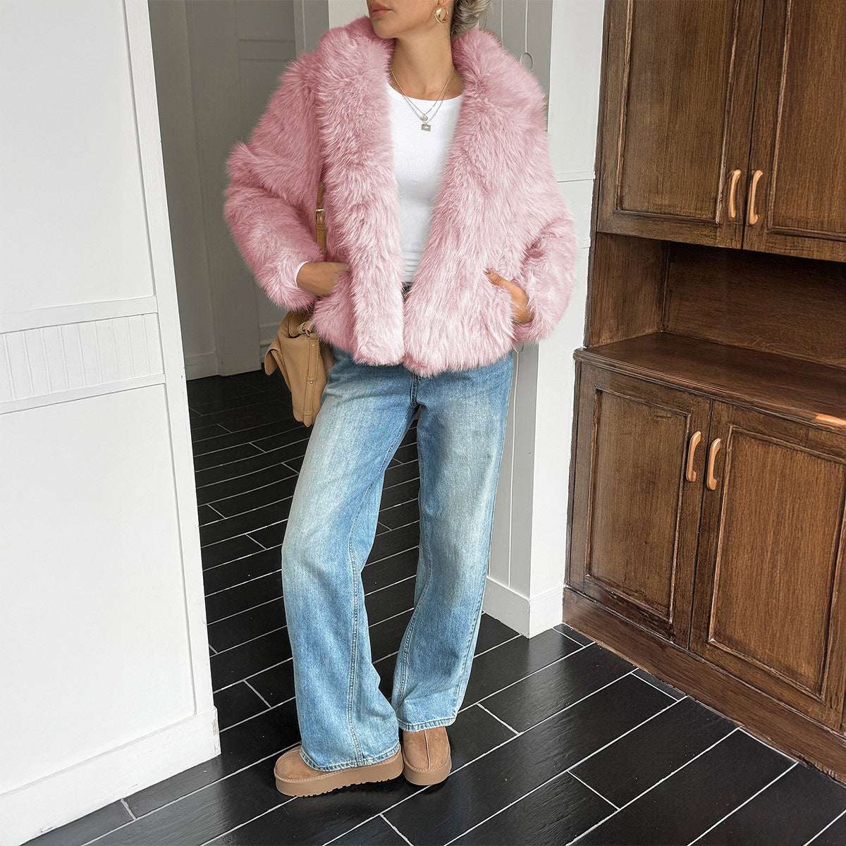 Fleece Long Sleeve Coat Women's Clothing