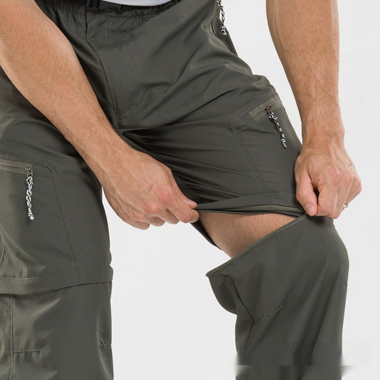 Men's quick-drying overalls, dark green cargo pockets with zip tabs