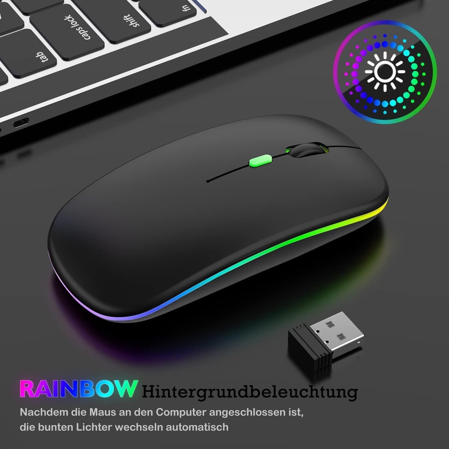 PC Maus Kabellos USB Wireless Mouse Computer Notebook Laptop Funkmaus Aufladbar