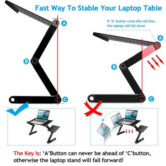 Foldable Aluminum Laptop Desk with Mouse Board - Adjustable Stand Foldable Laptop Desk With Mouse Board An | Ectron Online