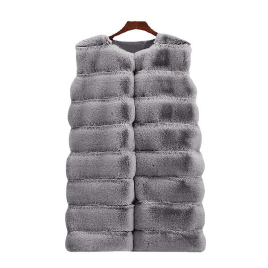 Long Faux Fur Vest Fur Long Vest Cotton-padded Coat | Ectron Online