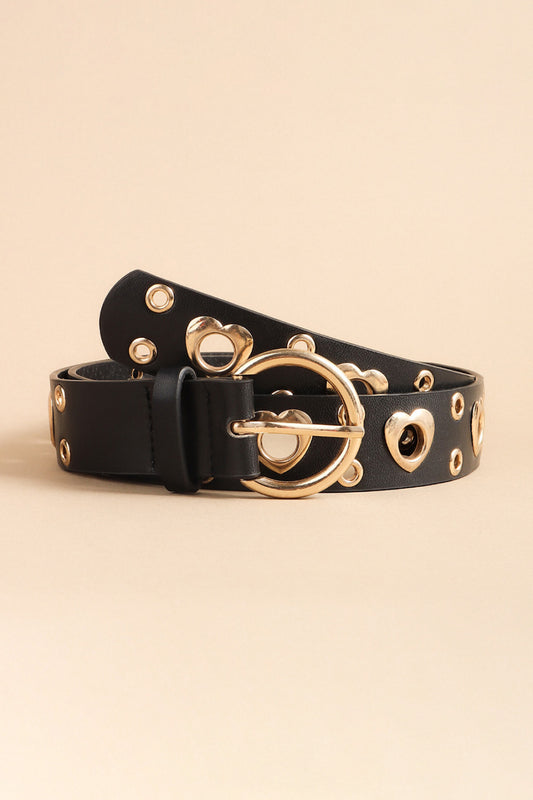 Heart Shape Alloy Detail PU Leather Belt Belt | Ectron Online