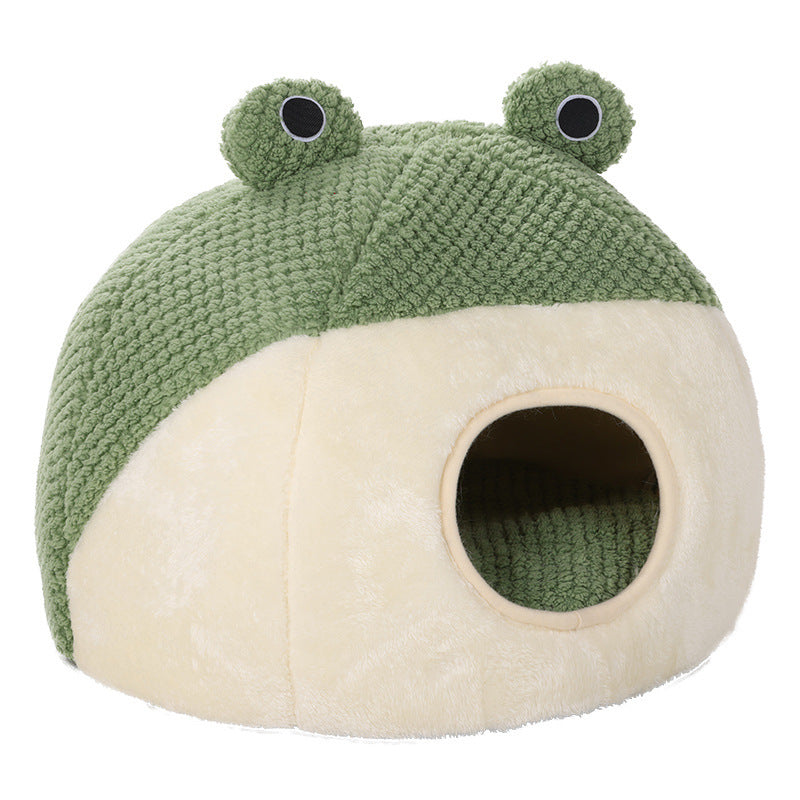 Pet Cat Dog Nest Little Frog Series Warm Plush Mat Autumn Winter Pet House Full Package Nest For Small Cats Dogs Within 5KG - Ectron Online