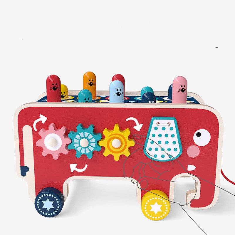 Montessori Toddlers Kids Wooden Pounding Bench Animal Bus Toys Early Educational Set Gifts For Children Toy Musical Instrument - Ectron Online
