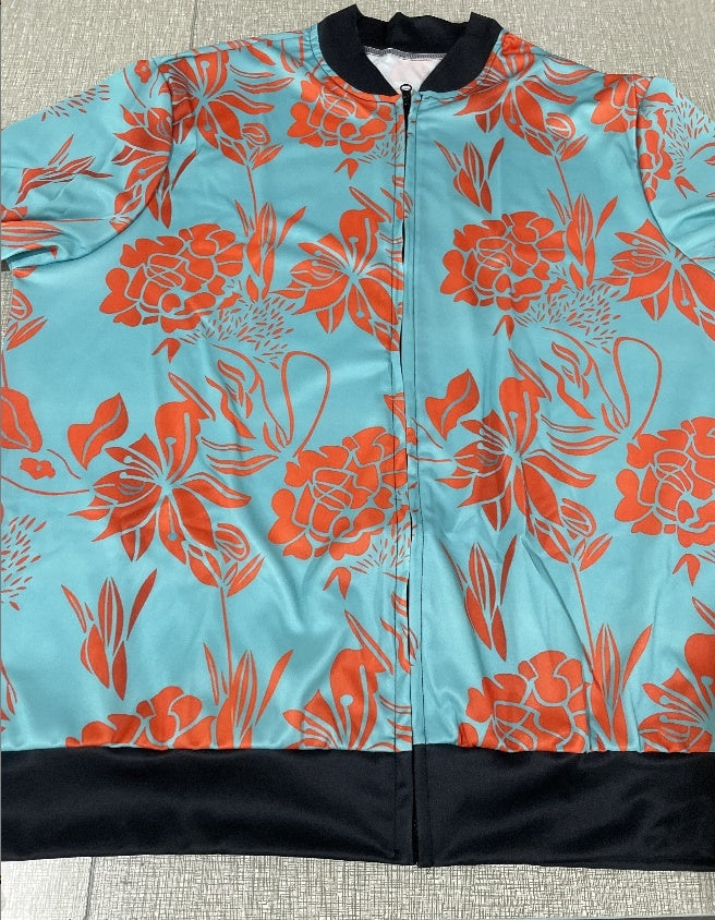Autumn And Winter New Women's Long Sleeve Zipper Printed Jacket Coat