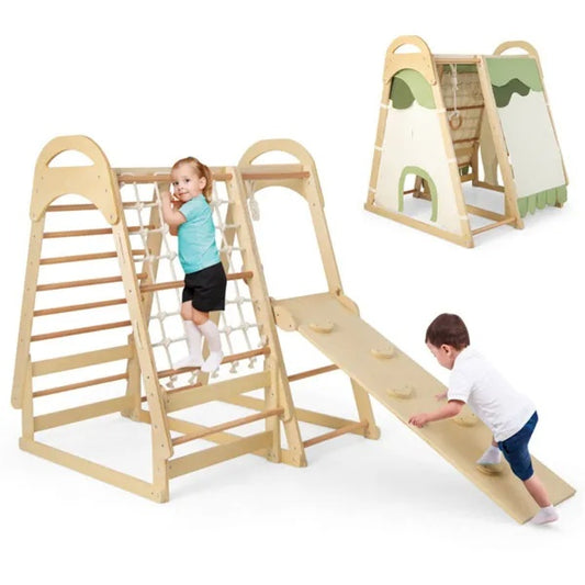 6-in-1 Wooden Kids Jungle Gym Playset | Indoor Climbing Set 6-in-1 Wooden Kids Jungle Gym Playset | Ectron Online