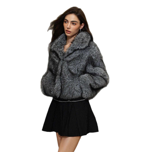 Women's Casual Fur Jacket - Collared Versatile Warm Coat Women's Casual Versatile Collared Warm F | Ectron Online