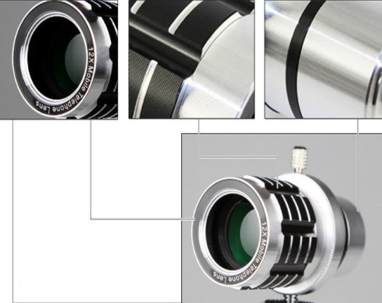 12X mobile telescope general 12 times long focal camera lens with three foot travel universal universal omnipotent - Ectron Online
