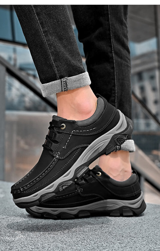 Male PU Plus Size Leather Shoes Outdoor Hiking Shoes
