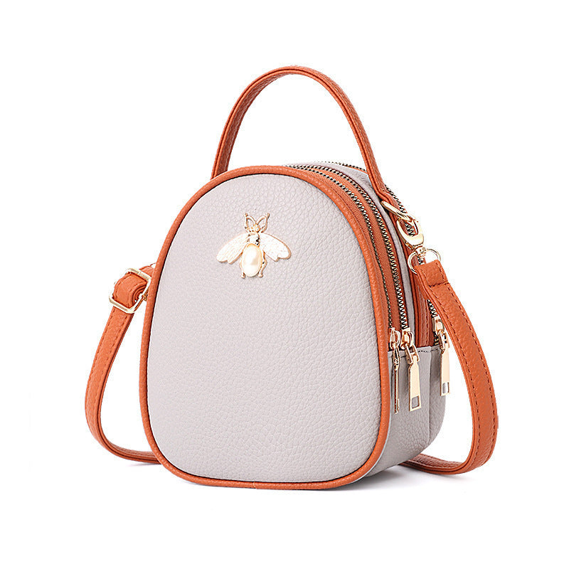 Shoulder Bag Women's New Bee Mini Three-layer Zipper Backpack
