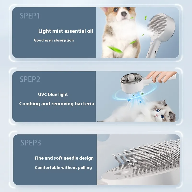Animal Hair Remover Brush Dog And Cat Steam Brush Pet Self Cleaning Dog Brush Grooming Removes Cat Hairs Cat Dog Accessories Pet - Ectron Online