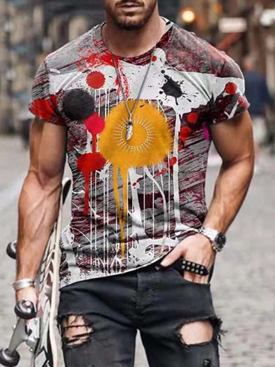Digital Printed Short-sleeved Round Neck T-shirt