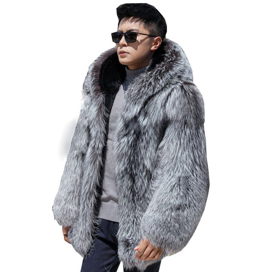 Men's Hooded Mink Fur Coat Hooded Fox Fur Men's Mink Fur | Ectron Online