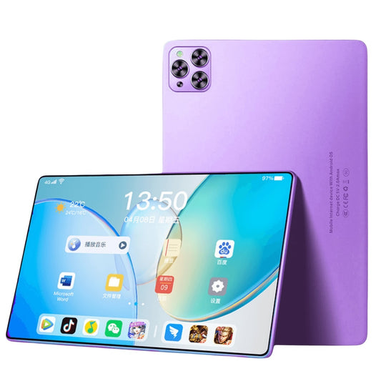 Purple smartphone with a screen displaying app icons on a white background