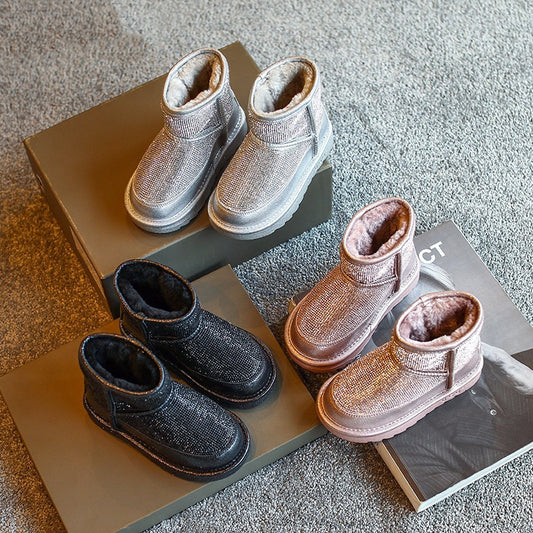 New plus velvet fashion children's mid-boots