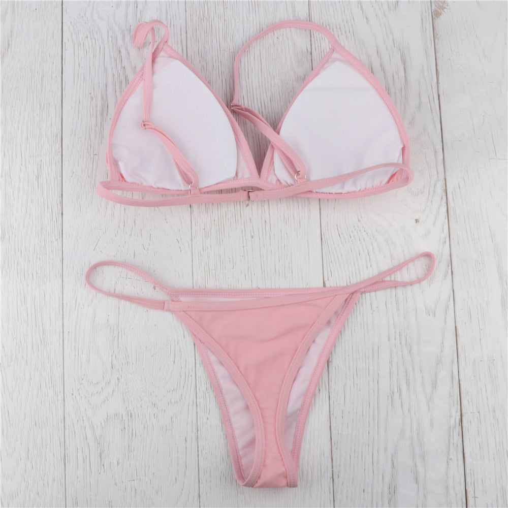 European and American bikini solid color thong women swimsuit